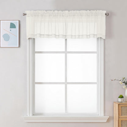 Chyhomenyc Sheer White Valances for Windows 2 Pack, Small Window Curtains for Living Room Bathroom Cafe Laundry Basement, Modern Top Dual Rod Pocket Voile Curtain, 42W x 14L inches, White - Colors C