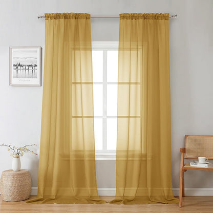Chyhomenyc Sheer White Valances for Windows 2 Pack, Small Window Curtains for Living Room Bathroom Cafe Laundry Basement, Modern Top Dual Rod Pocket Voile Curtain, 42W x 14L inches, White - Colors C