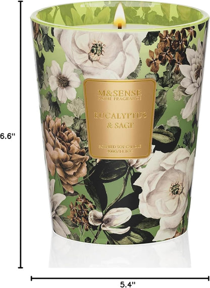 M&SENSE Jasmine Candles Highly Scented 3 Wick 35oz 150 Hours Burn Extra Large Jar Candles for Women, Natural Soy Wax Aromatherapy Candle for Stress Relief, Meditation, Yoga, Spa - Colors B