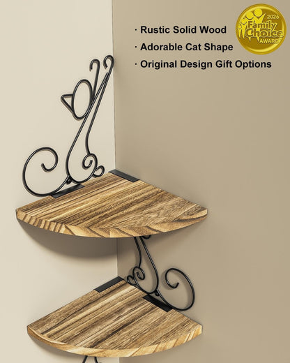 Alsonerbay Corner Shelf Wall Mount, 4 Tier Floating Shelves for Wall, Easy-to-Assemble Wall Shelves Rustic Wood Decor for Bedroom Living Room Bathroom Kitchen Office, Walnut Finish