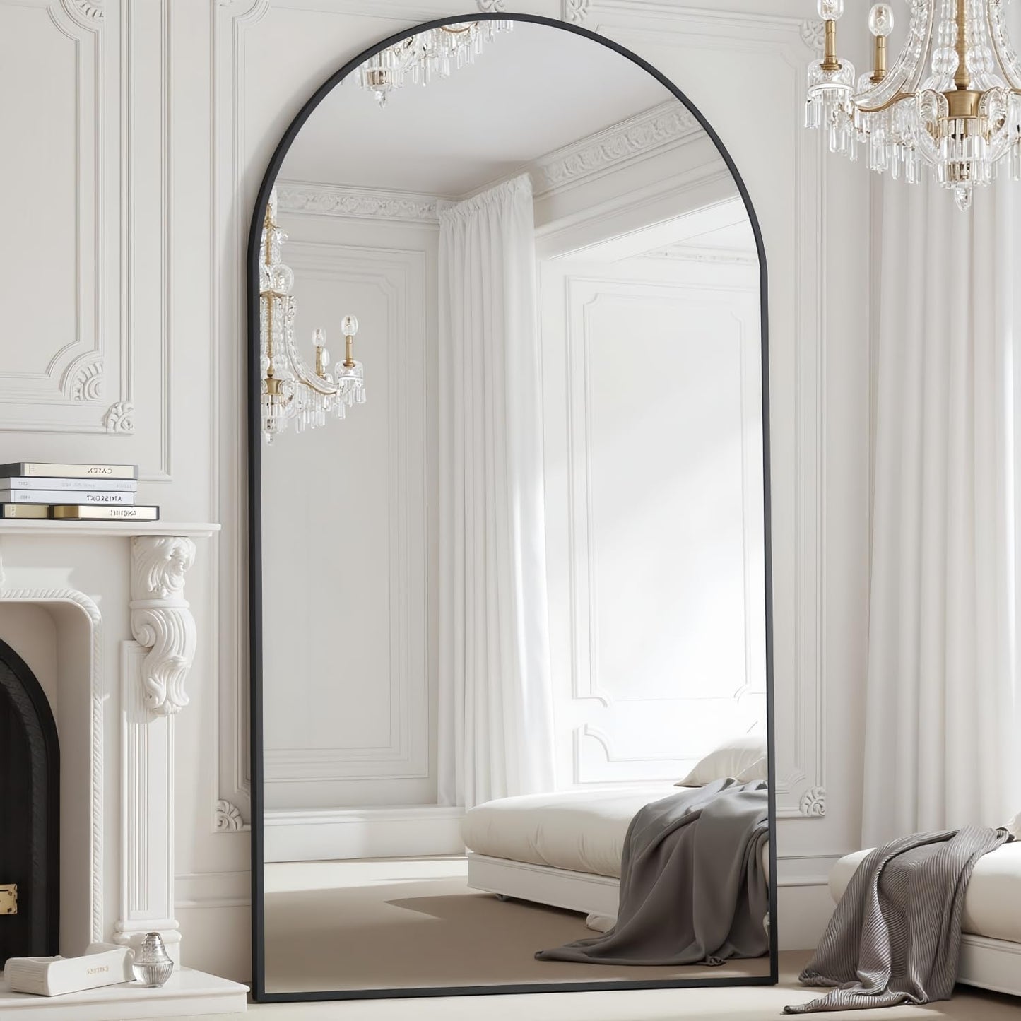 Prywot Arched Full Length Mirror, 70"x26" Free Standing Floor Mirror, Modern Full Body Mirrors with Stand, Wall Mirrors with Aluminum Alloy Frame for Bedroom,Living Room, Gold
