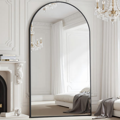 Prywot Arched Full Length Mirror, 70"x26" Free Standing Floor Mirror, Modern Full Body Mirrors with Stand, Wall Mirrors with Aluminum Alloy Frame for Bedroom,Living Room, Gold