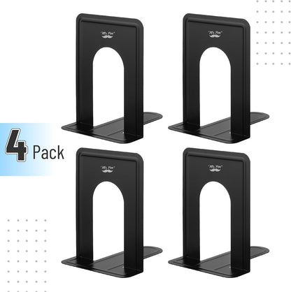 Mr. Pen- Book Ends, Black, 4 Pack, Heavy Duty Metal Bookends for Shelves, Book Holders for Shelves, Metal Bookends