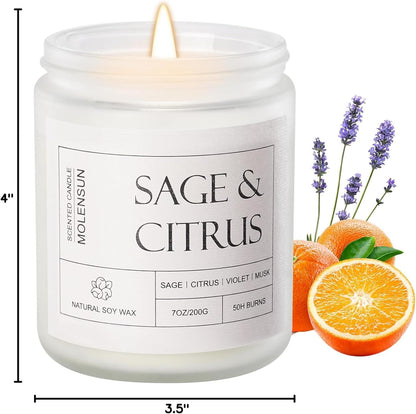 Molensun Lemon Eucalyptus Scented Candles, Aromatherapy Jar Candle, 7 oz Long Lasting Candles, Soy Wax Candle Gift for Women