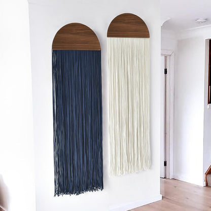 Flber 2 Pcs Macrame Wall Hanging Boho Wall Decor Handmade Macrame Art Tapestry Wedding Macrame Backdrop 13.7" W x 51" L For Living room Bedroom Headboard Decor