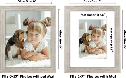 Americanflat 8x10 Picture Frame with Shatter-Resistant Glass - Use as 5x7 Frame with Mat or Display 8x10 Photo Without Mat - Signature Collection - Picture Frames for Tabletop and Wall Display - Black