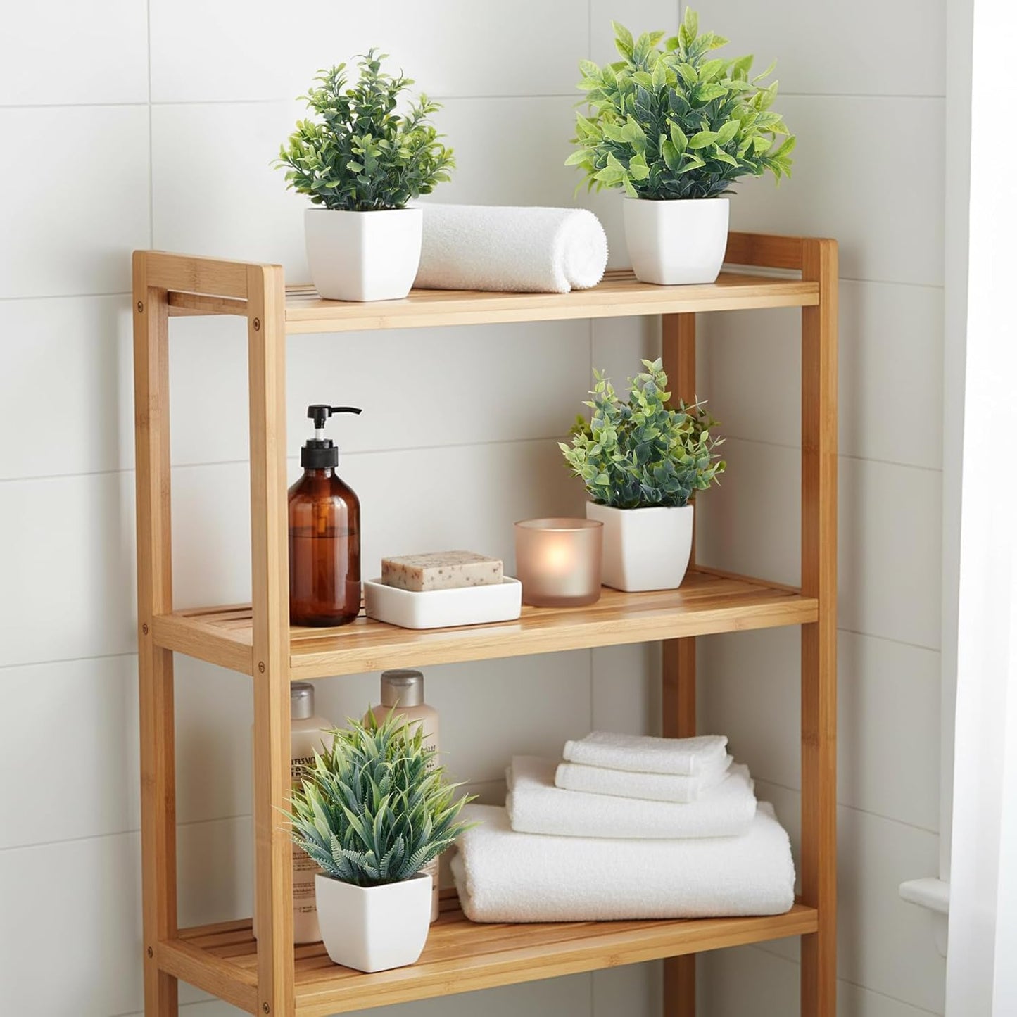 CEWOR Fake Plants 2 Pack Mini Potted Plants Bathroom Accessories Small Artificial Greenery Decorations for Bathroom Office Home Room Kitchen Table Indoor
