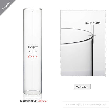WGVI Hurricane Candle Holder Sleeve, Wide 4", Height 8", Clear Glass Cylinder Candleholder, Chimney Tube, Open Ended Candle Shade, 1 Piece - Colors A