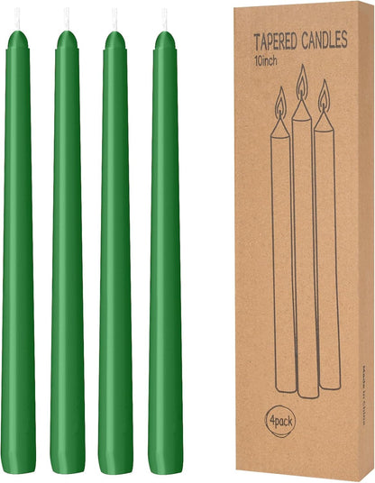 4 Pack Ivory Taper Candles - Taper Candles 10 Inch Dripless, Smokeless & Unscented - 8 Hours Long Burning - Hand Poured Tall Candlesticks - Ideal for Weddings, Dinner Parties, and Home Decor