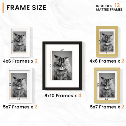 Venusmiles 20 Pack Picture Frames Collage Wall Decor, Gallery Frame Set for Wall Mounting or Tabletop Display, Multi Sizes Including 4pcs 8x10, 8pcs 5x7, 8pcs 4x6, Oak