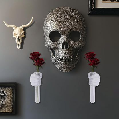 2 Pieces Wall Sculptures, Hands Vase Home Decor, Wall Mount Art Sculpture, Unique Wall Art Statue, Funky Flower Vase Decorations, Modern Eclectic Hanging Decor,Hands Statue (Black)