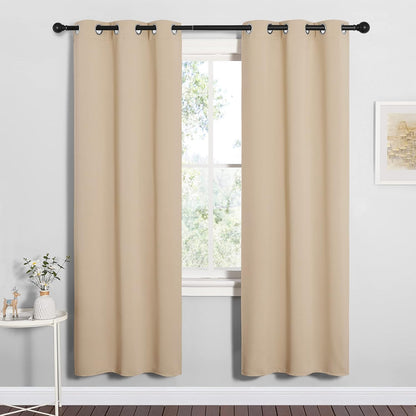 NICETOWN Halloween Pitch Black Solid Thermal Insulated Grommet Blackout Curtains/Drapes for Bedroom Window (2 Panels, 42 inches Wide by 63 inches Long, Black) - Colors D