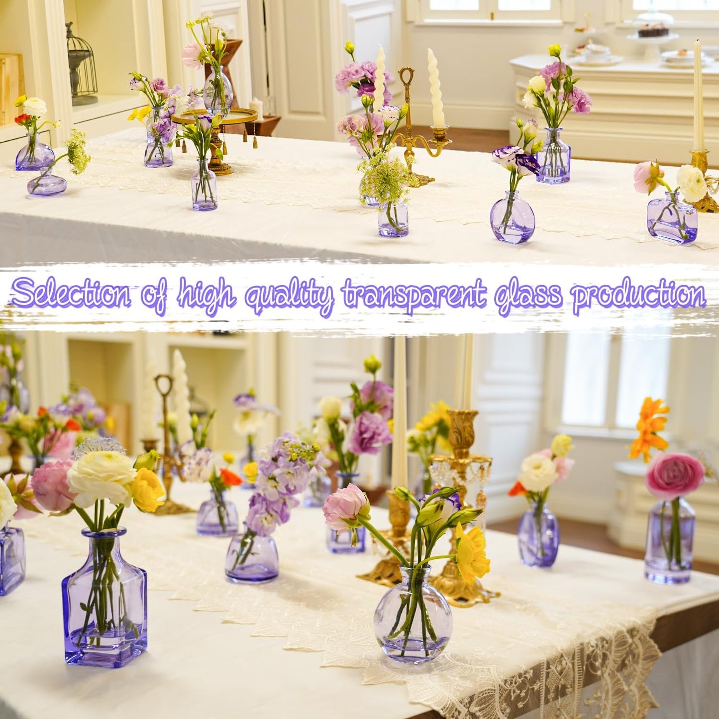 Bud Vases Set of 12, Clear Glass Bud Vase in Bulk, Small Vases for Centerpiece Mini Modern Flower Vase Transparent, Wedding Party Table Home Decor