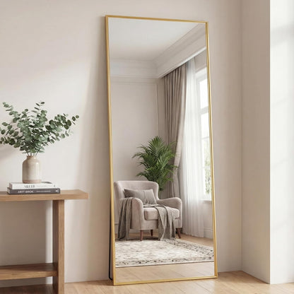 DUMOS Full Length Mirror 64"x21" Full Body Floor Mirror for Bedroom or Cloakroom, Can Stand Alone, Hang or Lean Against Wall, Tall Wall Mirror with Stand, Black