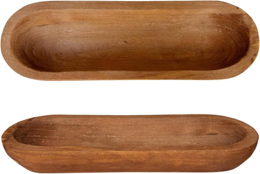 16“ Long Wood Dough Bowl 16 x 5 x 2in Hand Carved Wooden Dough Bowls for Decor Wood Dough Bowls Decorative Wooden Dough Fruits Bowl for Table Centerpiece Lightweight