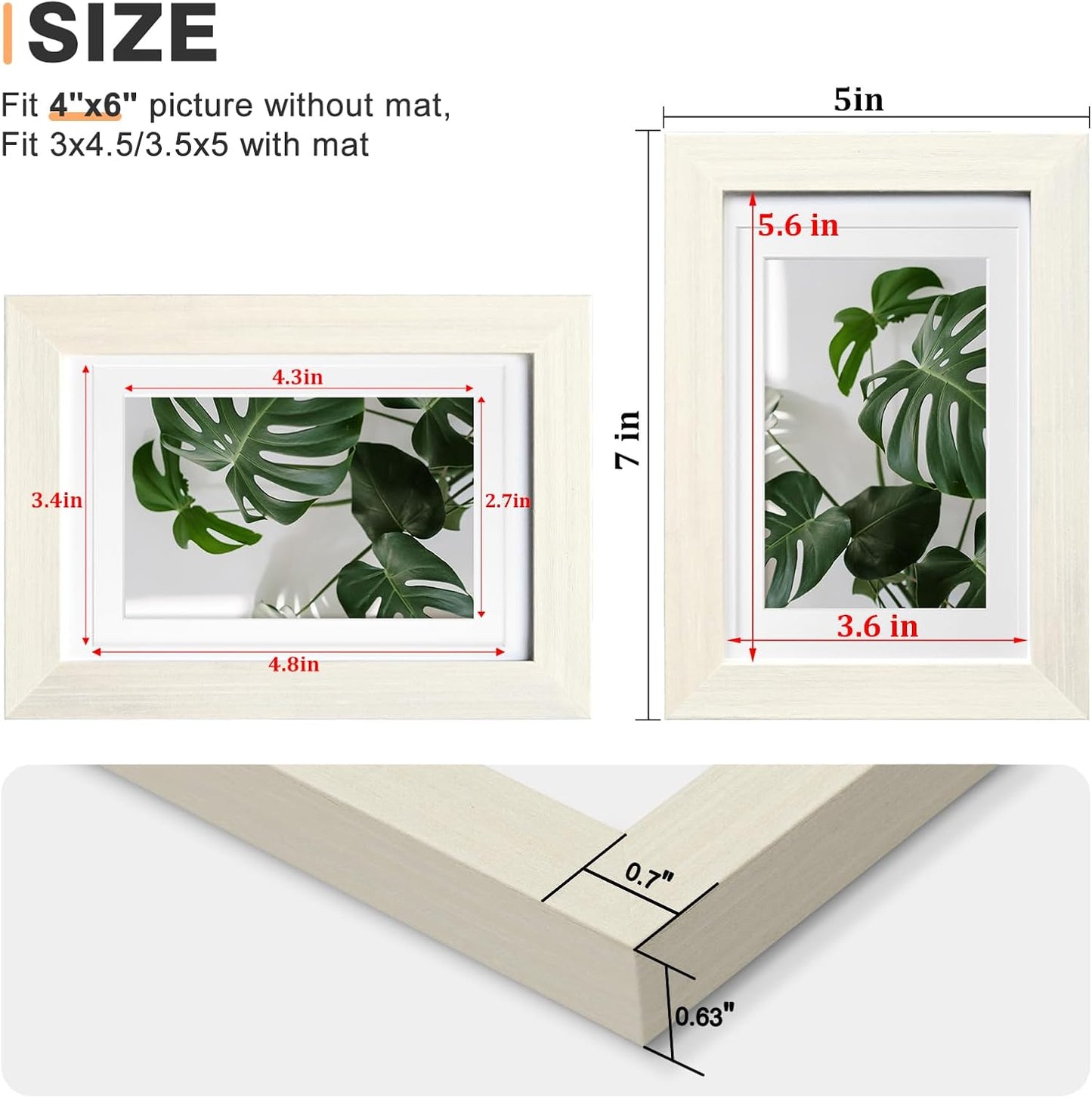 Egofine 12x16 Picture Frame Black, Covered by Plexiglass Made of Solid Wood, Display Pictures 9x12 and 11x14 with Mat or 12x16 Without Mat, for Wall Mounting Photo Frame - Colors A