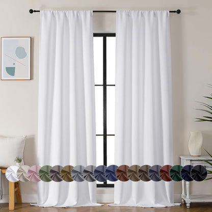 Simplebrand Ava Sage Green Blackout Curtains for Bedroom 63 Inch Length 2 Panels Set, Solid Thermal Insulated Energy Saving Rod Pocket Window Treatment Curtains Blackout Drapes, W40 x L63 Inch, Sage - Colors C