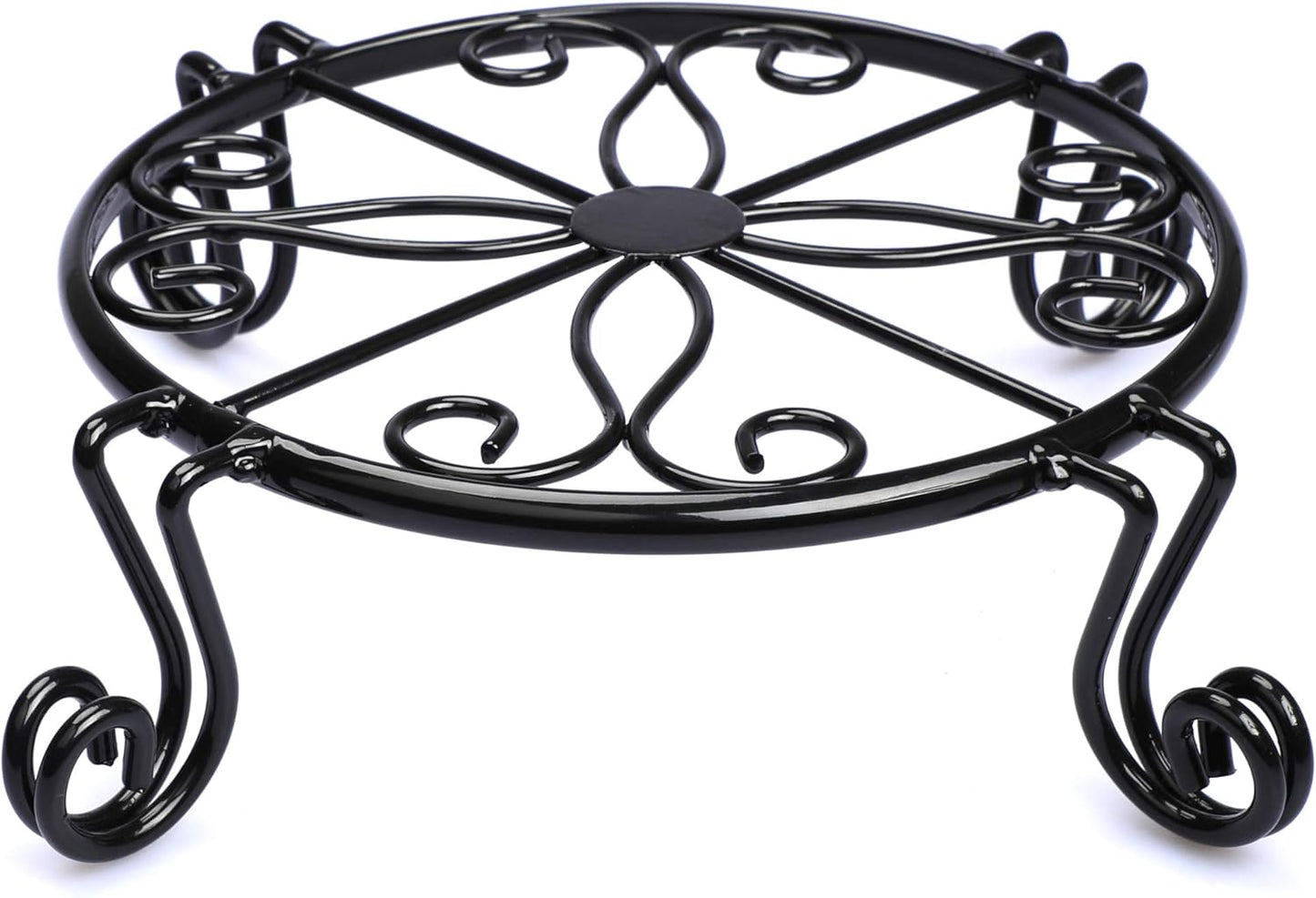 12"x3.1" Black Plant Stand for Flower Pot Heavy Duty Potted Holder Indoor Outdoor Metal Rustproof Iron Garden Container Round Supports Rack for Planter Bronze,Pumpkin Stand Outdoor