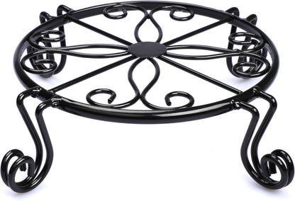 12"x3.1" Black Plant Stand for Flower Pot Heavy Duty Potted Holder Indoor Outdoor Metal Rustproof Iron Garden Container Round Supports Rack for Planter Bronze,Pumpkin Stand Outdoor