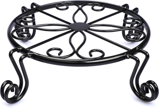 12"x3.1" Black Plant Stand for Flower Pot Heavy Duty Potted Holder Indoor Outdoor Metal Rustproof Iron Garden Container Round Supports Rack for Planter Bronze,Pumpkin Stand Outdoor