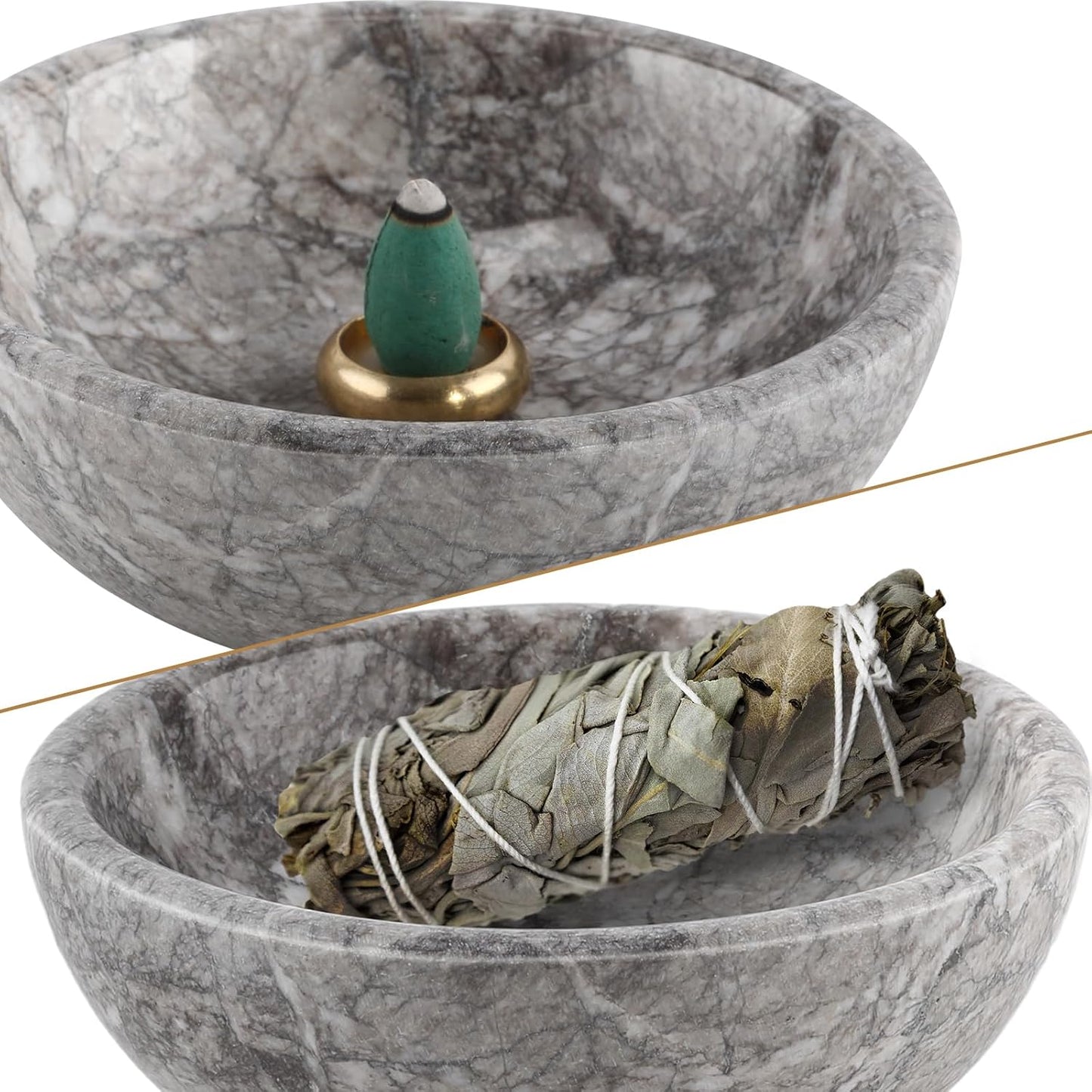 Koville Italian Travertine Incense Holder, 6" Incense Holders for Sticks, Sturdy Incense Burner Ash Catcher, Ideal for Meditation, Relaxing, Easy to Clean