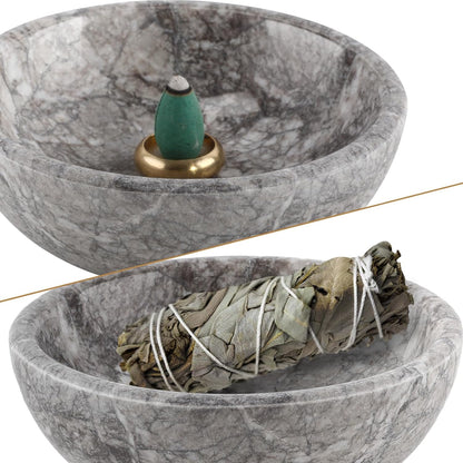 Koville Italian Travertine Incense Holder, 6" Incense Holders for Sticks, Sturdy Incense Burner Ash Catcher, Ideal for Meditation, Relaxing, Easy to Clean
