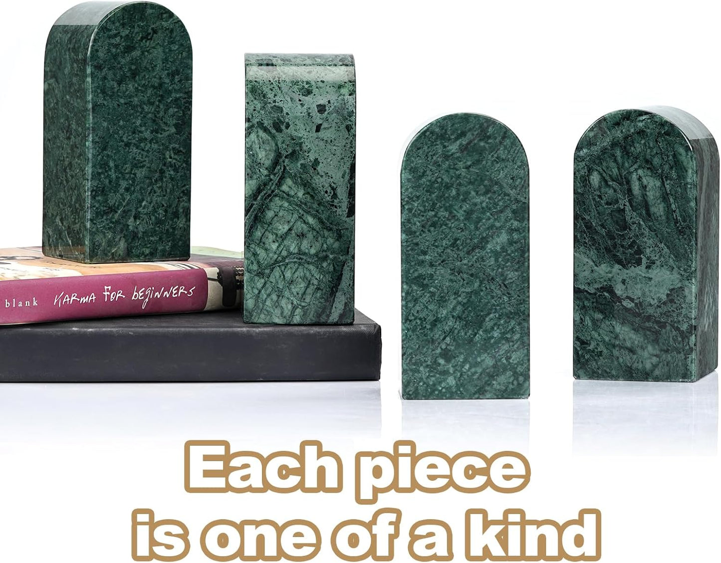Koville African Natural Marble Bookends for Shelves, Non-Slip Book Ends, 13LBS Ultra Heavy Duty Marble Book Holder Organizer, Apartment Decor for Movies/CD/Video Games(Namib Fantasy)