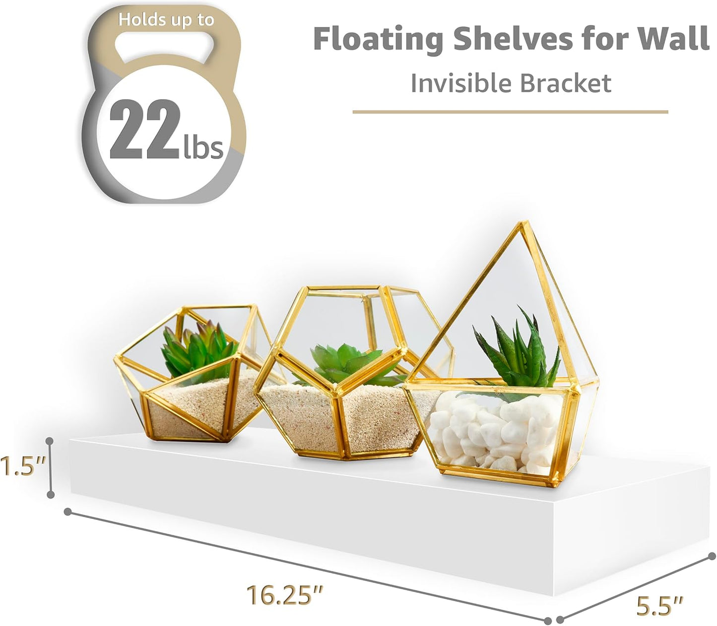 Sorbus Floating Shelves for Wall – 16 Inch Floating Shelf for Kitchen, Bedroom, Living Room, Bathroom, Home & Wall Decor - Mounted Bathroom Shelves with Invisible Brackets (Maple Wood, 2 Pack)