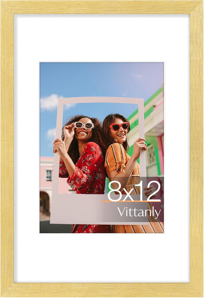 Vittanly 11x14 Picture Frame, Display Pictures 8x10 with Mat or 11x14 without Mat, Photo Frame for Wall Mounting, Black, 1 Pack - Colors A