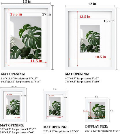 Egofine Picture Frame Set 12 Pack, Picture Frames Collage Wall Decor with Two 11x14, Two 8x10, Four 5x7, Four 4x6 for Wall and Tabletop, Made of Solid Wood, Covered by Plexiglass, Natural Wood