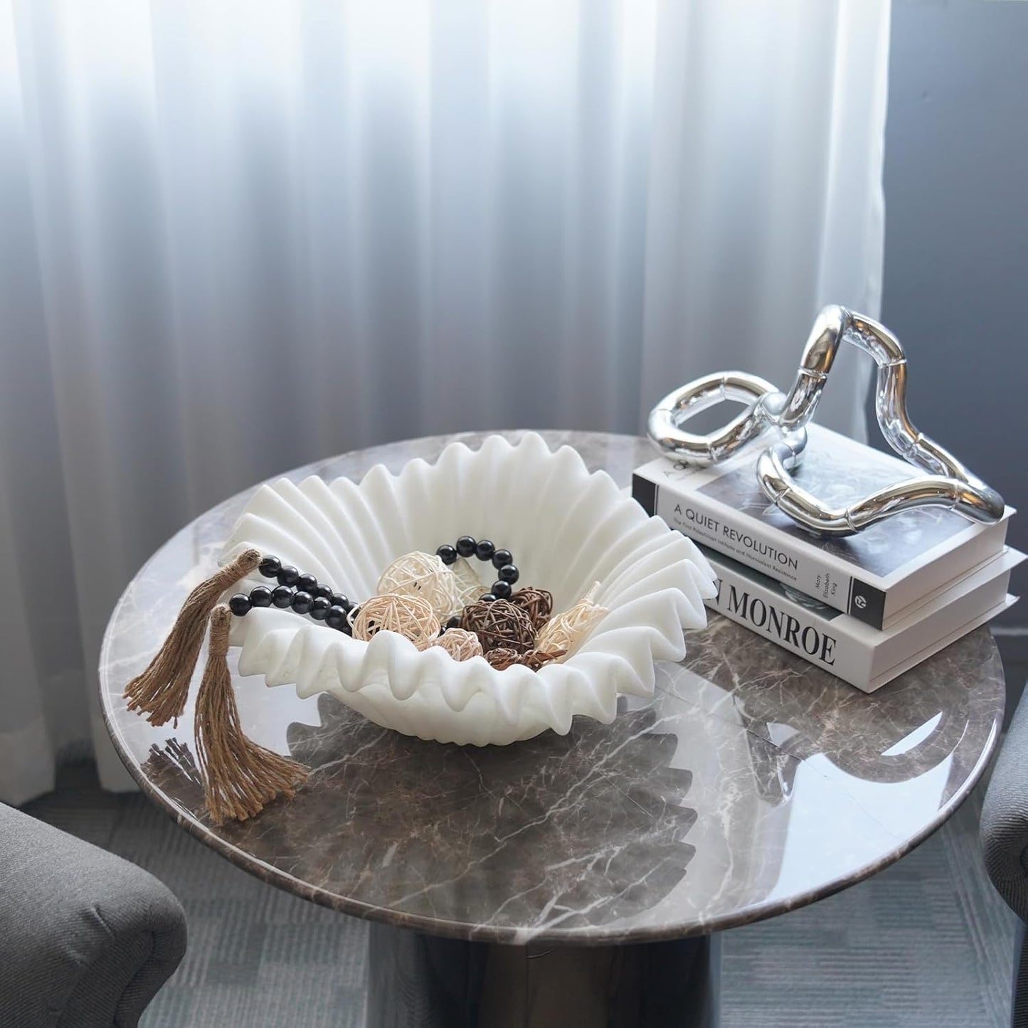 Braxio White Decorative Bowl with Sand Finish - Key Holder Bowl for Entryway Table, Modern Fruit Bowl for Kitchen Counter, Centerpiece Catch-All Bowl 10.5 x 10 x 5.5 Inch