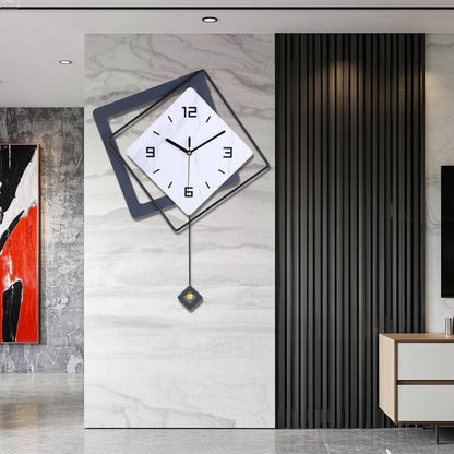 Wall Clock with Pendulum,Silent Quality Quartz Battery Operated,Modern Large Wall Clocks for Living Room Kitchen Home Bathroom Bedroom Wall Decor,16.2x26Inch(Black)