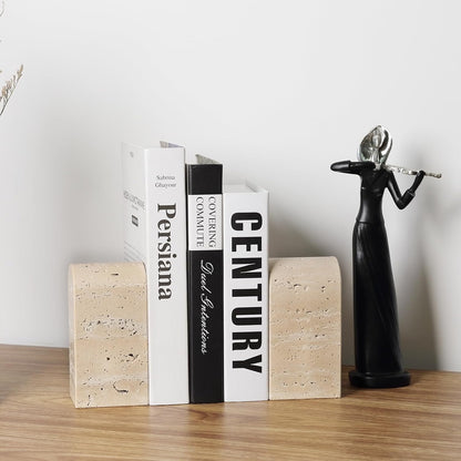 Koville African Natural Marble Bookends for Shelves, Non-Slip Book Ends, 13LBS Ultra Heavy Duty Marble Book Holder Organizer, Apartment Decor for Movies/CD/Video Games(Namib Fantasy)