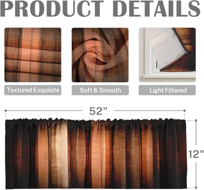 Emvency 2 Pack Dark Grey Valances Window Treatments, Gray Striped Abstract Blackout Drapes Adjustable Curtain for Windows Living Room Kitchen Over Sink, 52x18 Inch Rod Pocket Valances