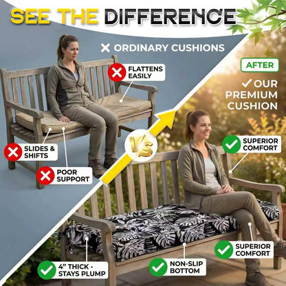 Outdoor Bench Cushion, Tufted Patio Seat Pad for Garden Bench, Porch Swing, Indoor/Outoor Furniture (Blue, 48X18X4 inch)