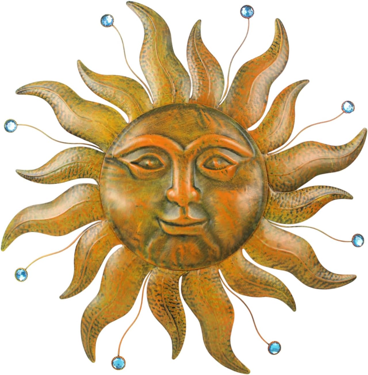Large Metal Sun Wall Decor Outdoor, 27 Inch Sun and Moon Decor Metal Wall Art, 3D Sun Wall Decor for Patio Garden Yard Fence Bedroom Living Room Decoration