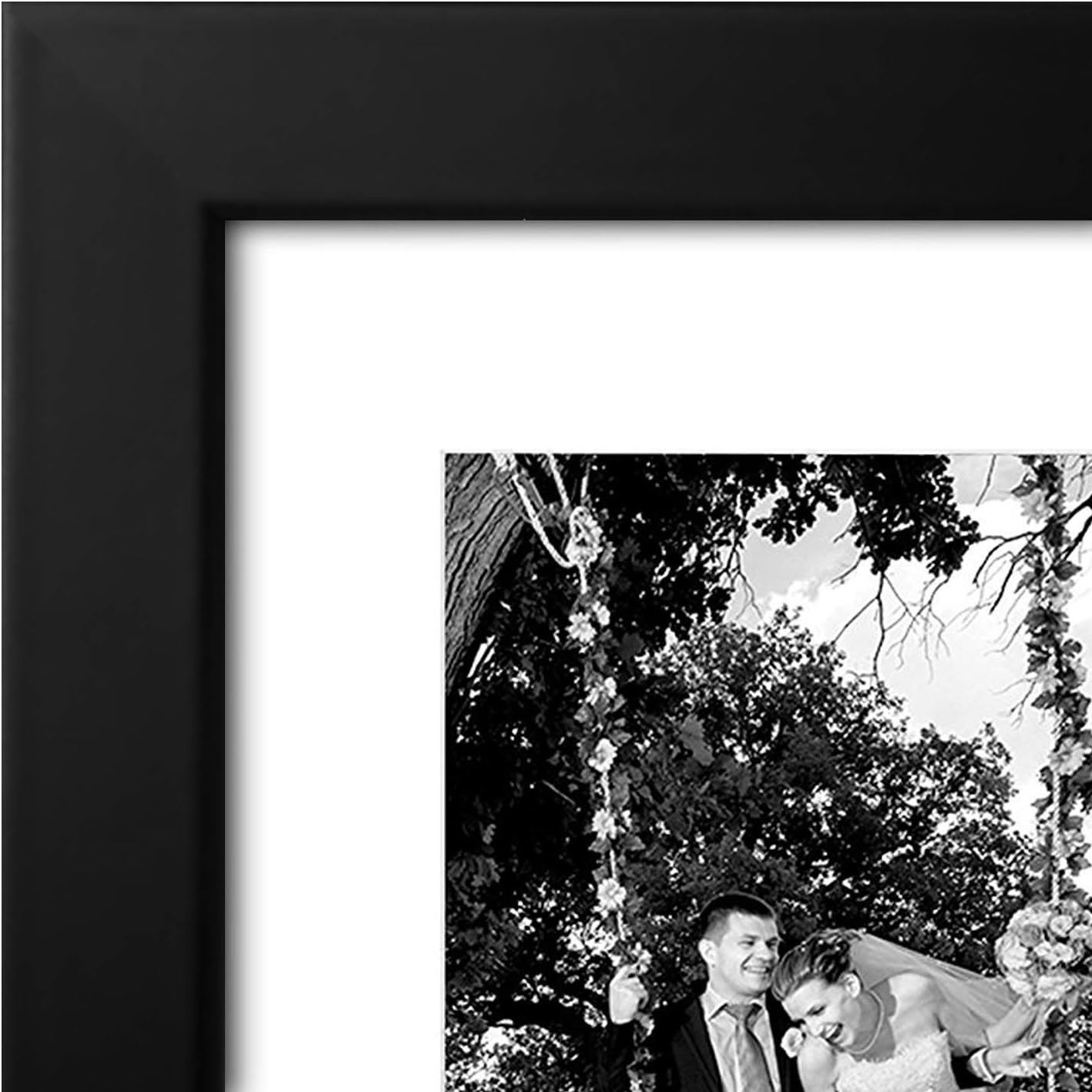 Americanflat 8x10 Picture Frame with Shatter-Resistant Glass - Use as 5x7 Frame with Mat or Display 8x10 Photo Without Mat - Signature Collection - Picture Frames for Tabletop and Wall Display - Black