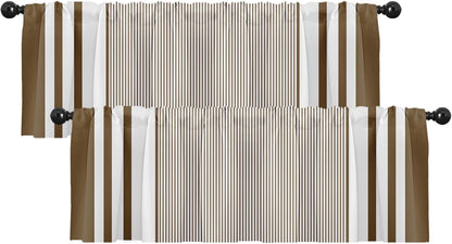 Emvency 2 Pack Dark Grey Valances Window Treatments, Gray Striped Abstract Blackout Drapes Adjustable Curtain for Windows Living Room Kitchen Over Sink, 52x18 Inch Rod Pocket Valances