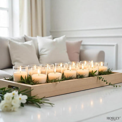 48-Pack Clear Glass Votive Candles – 10–12 Hour Long Burn, Unscented, Ivory, Bulk Set for Weddings, Events & Table Centerpieces – Hosley