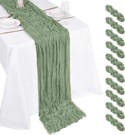 10 Pack Beige Cheesecloth Table Runner 17x108 Inch Boho Gauze Cheese Cloth Table Runners for Wedding Party Baby Shower Birthday Home Decor