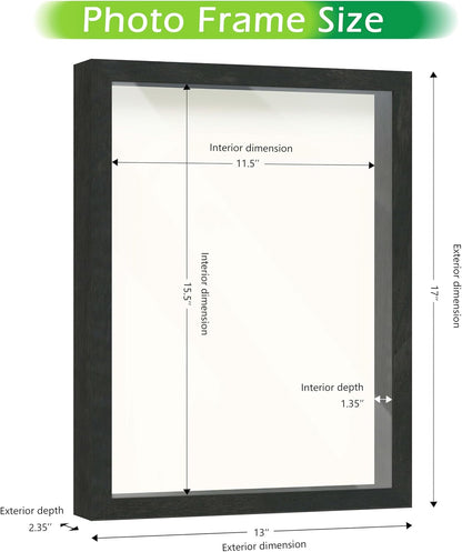 FrameWorks 11” x 14” Dark Oak Wooden Shadow Box Frame – Display Case with Soft Felt Back, Memory Box with Tempered Glass, Display Box with Elegant White Ball Push Pins, Wooden Flower Box