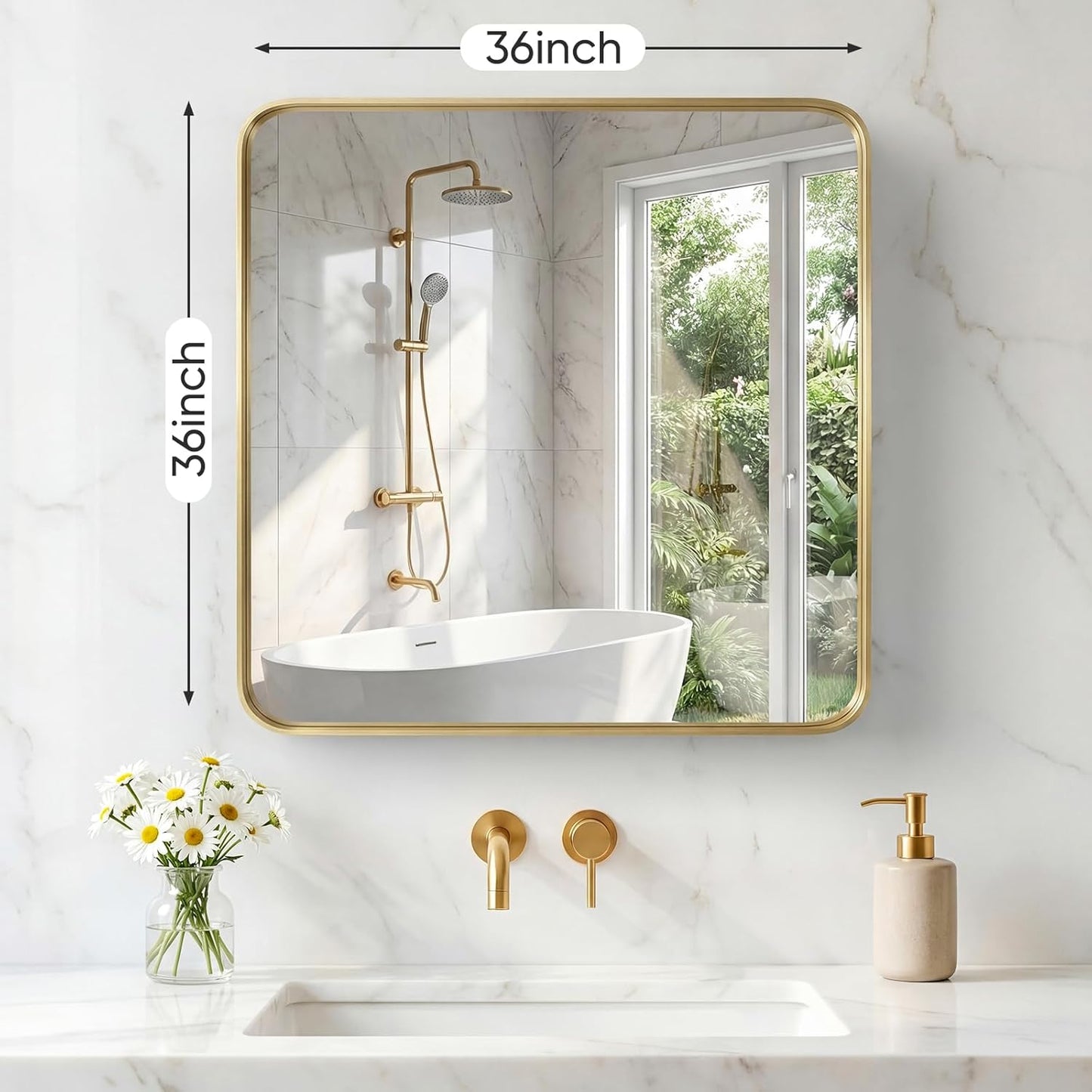 NEWBULIG Gold Round Wall Mirror 36 Inch, Bathroom Mirrors for Over Sink, Wall Decor for Bathroom, Entryway, Bedroom, Vanity