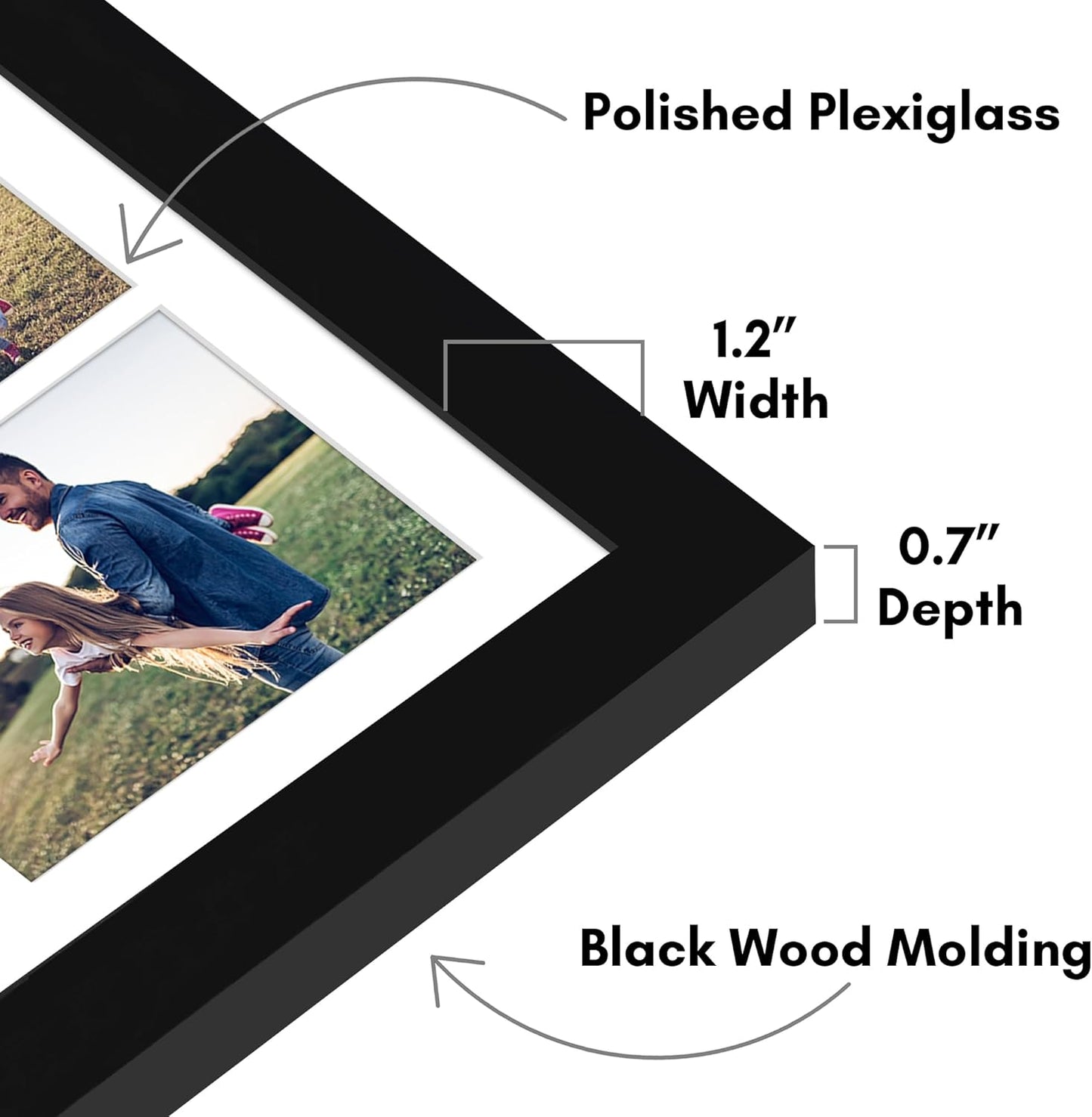 Americanflat 4x6 Collage Picture Frame with Polished Plexiglass - Multi Picture Frames Fit Sixteen 4x6 Photos or Use as One 18x26 Poster Frame for Wall Display - Signature Collection - Black