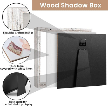 Califortree 8x8 Shadow Box Frame with Soft Linen Back - Push Pins Included, Memory Box Display Case for Flower, Tickets and 3D Items, Black