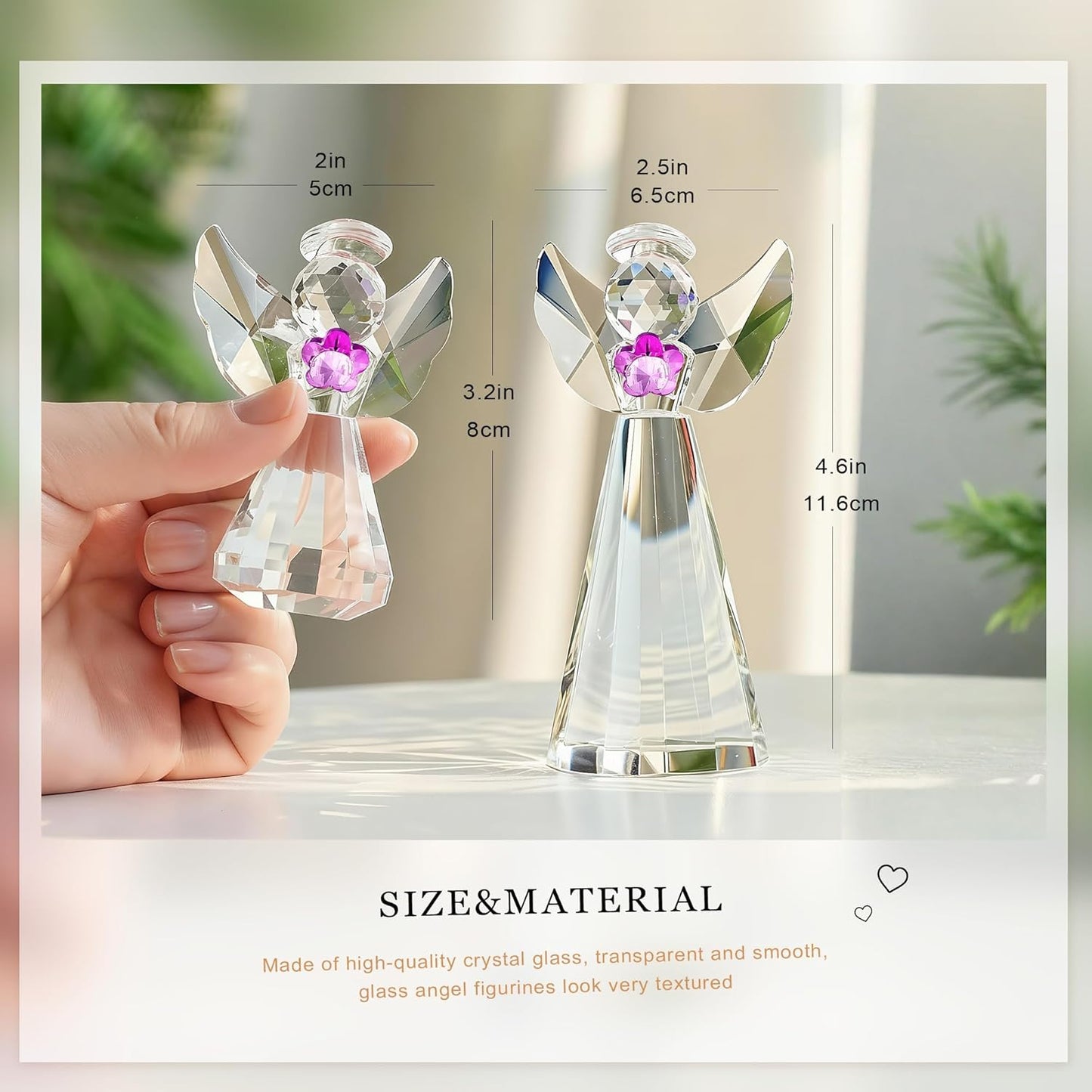 HDCRYSTALGIFTS 3.3'' Crystal Bird Figurine Collectible Art Glass Animal Figurines Table Home Decor Paperweight Valentine’s Day for Women