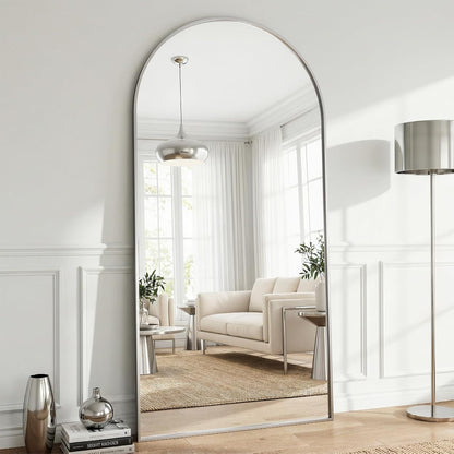 57" x 20" Arched Full Length Mirror - Wall Mounted/Floor Mirror Aluminum Alloy Frame Full Body Mirrors for Bathroom Living Room Bedroom and Entryway,Black
