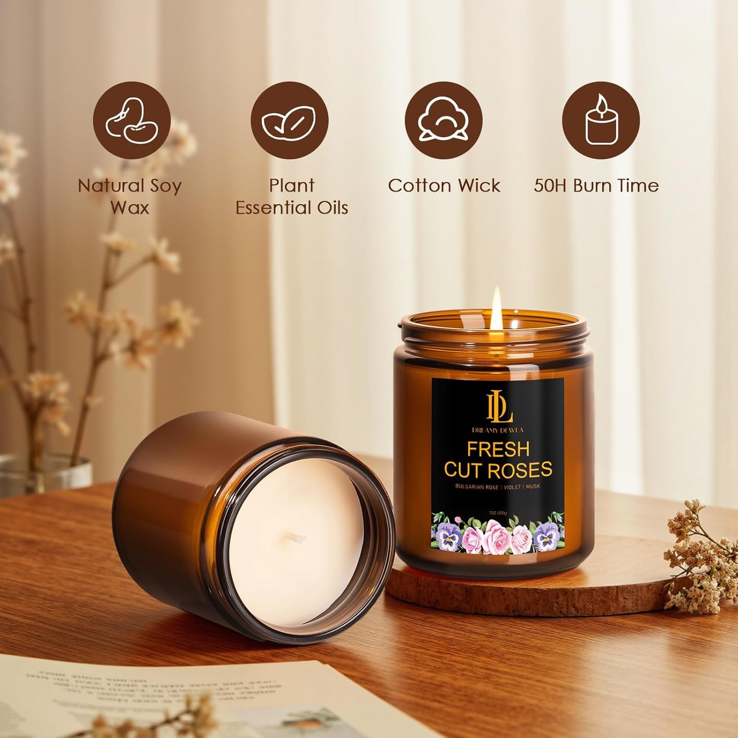 Scented Candles Set, 4 Pack Soy Candles for Home Scented, Candle Gifts for Men Women, Scents of Pineapple Cocktail/Coconut Vanilla/Pink Sands/Bahamian Breeze