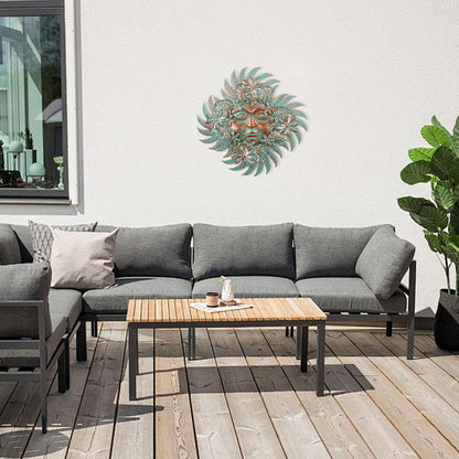 Large Metal Sun Wall Decor Outdoor, 27 Inch Sun and Moon Decor Metal Wall Art, 3D Sun Wall Decor for Patio Garden Yard Fence Bedroom Living Room Decoration