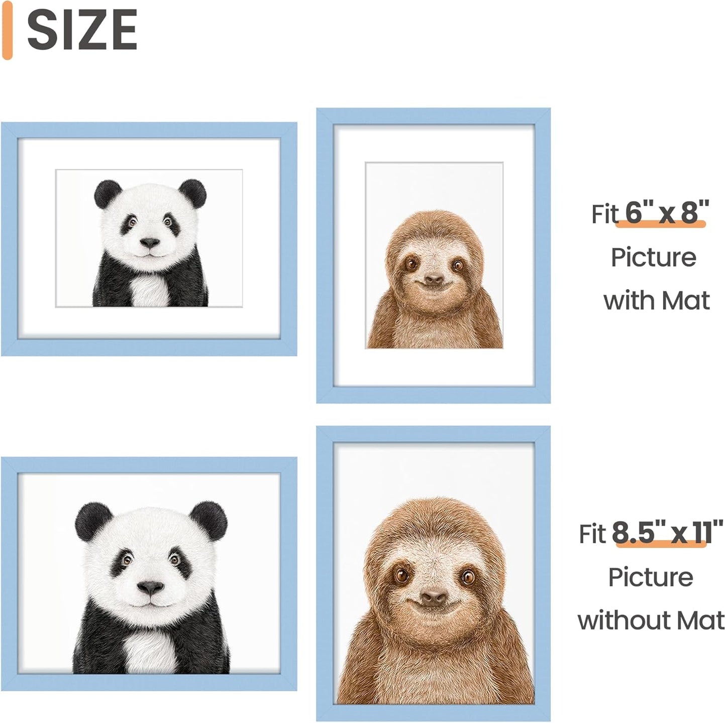 upsimples 8x10 Picture Frame, Display Pictures 5x7 with Mat or 8x10 Without Mat, Wall Hanging Photo Frame, Black, 1 Pack - Colors B
