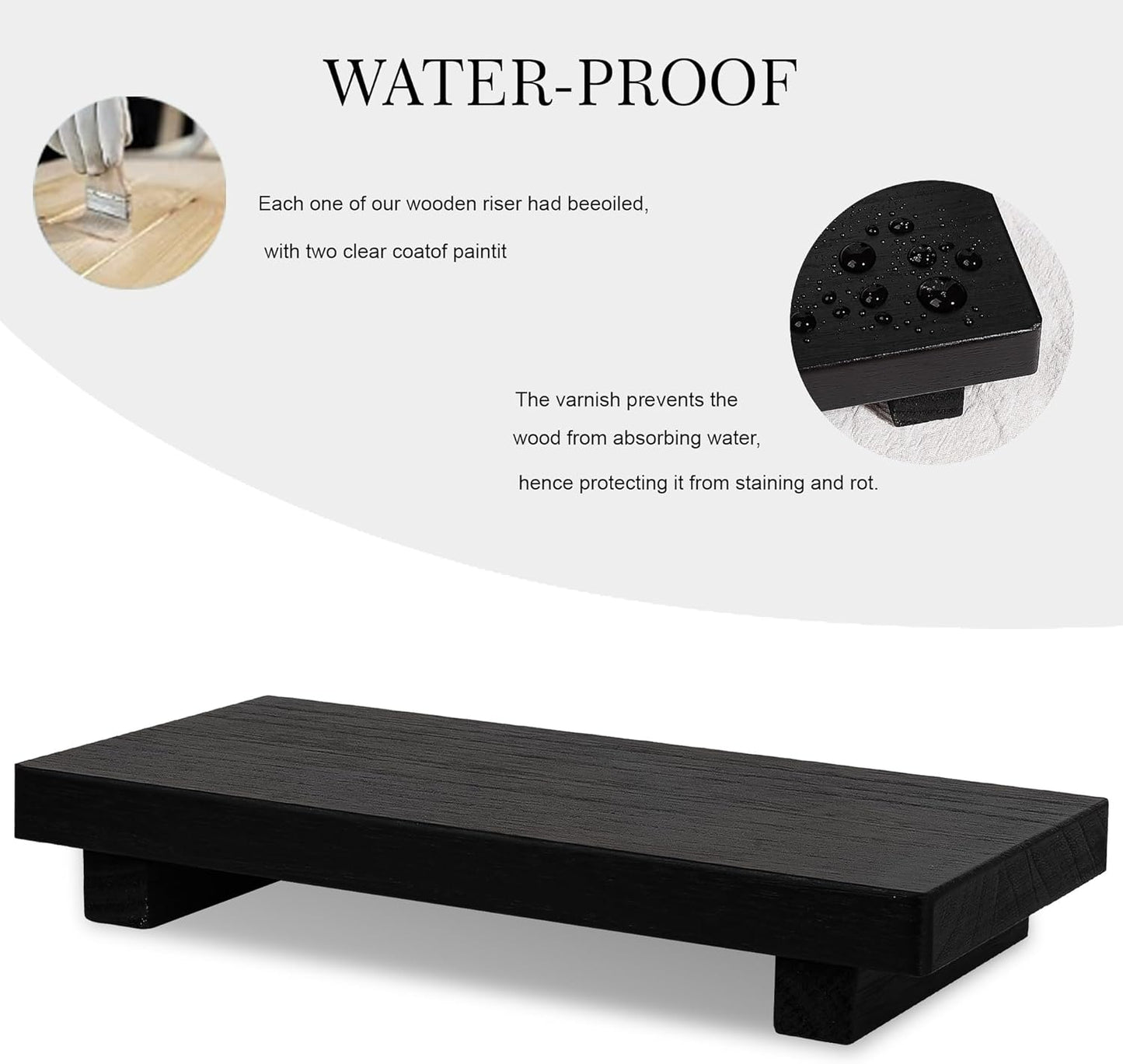 zoocatia Small Wood Tray Pedestal Stand Farmhouse Bathroom Decor Decorative Wooden Riser Kitchen Soap Dish Holder for Vanity, Counter, Sink, Brown
